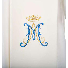 Stole, white with blue Marian symbol