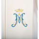 Stola bianca simbolo mariano blu s2