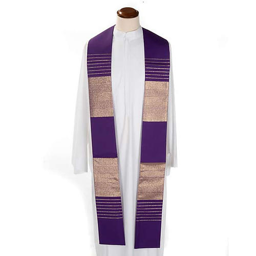 Religious Stole in wool with golden stripes 3
