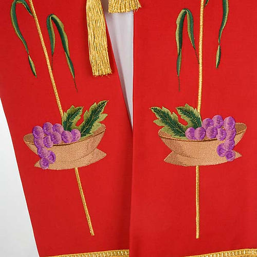 Liturgical stole with JHS, ear of wheat, grapes and host 4