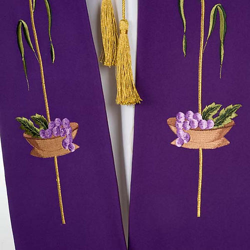 Religious Stole with JHS, ear of wheat, grapes and host 5