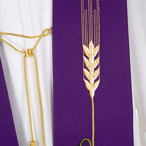 Religious Stole with JHS, ear of wheat, grapes and host 7