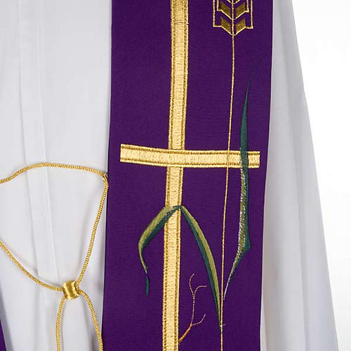 Estola litúrgica cruz dourada trigo uva 5