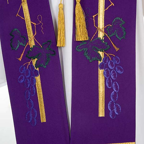 Clerical Stole with golden cross, ear of wheat and grapes 3