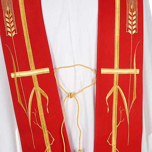 Liturgical stole with golden cross ear of wheat and grapes 4