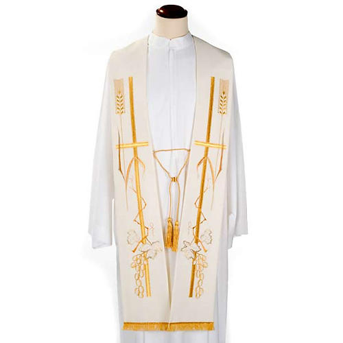 Clergy Stole with golden cross ear of wheat and grapes 2