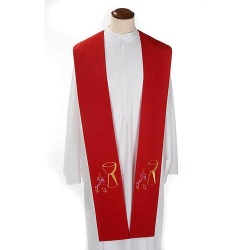 Liturgical stole with chalice and grapes embroidery 1