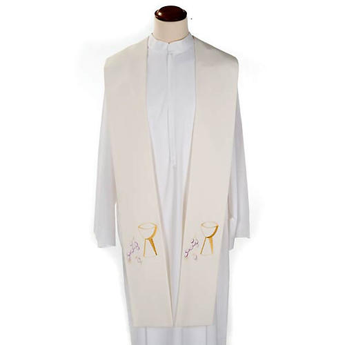 Liturgical stole with chalice and grapes embroidery 4