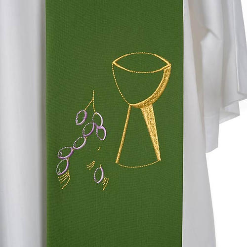 Liturgical stole with chalice and grapes embroidery 7