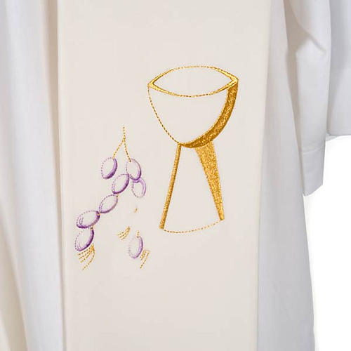 Religious stole with chalice and grapes embroidery 5