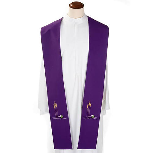 Clergy Stole with ears of wheat and grapes, colored 3
