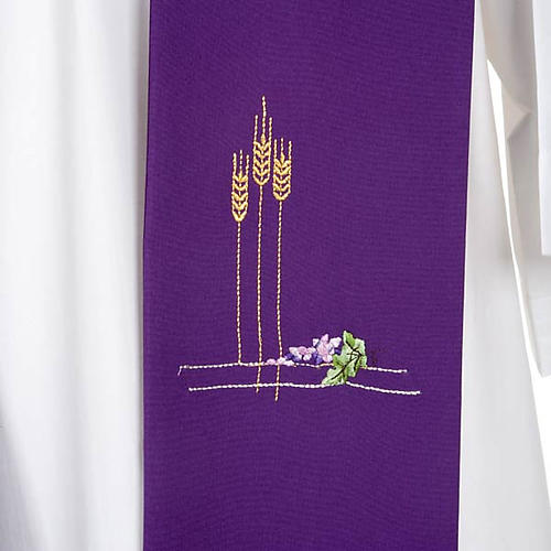 Clergy Stole with ears of wheat and grapes, colored 6