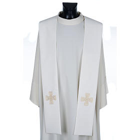 Liturgical stole with golden cross and interlaced embroidery