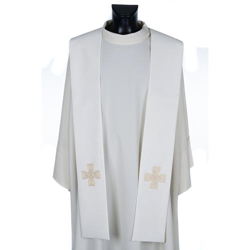 Liturgical stole with golden cross and interlaced embroidery 1