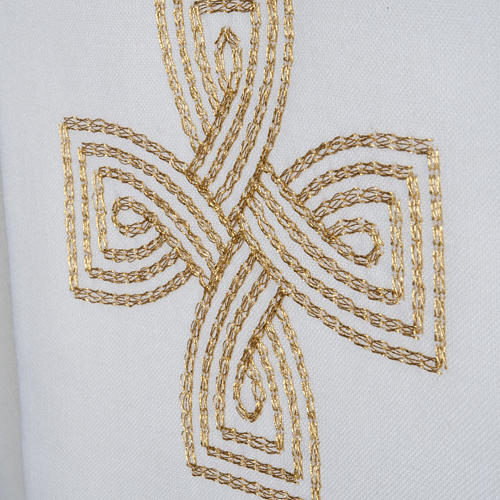 Liturgical stole with golden cross and interlaced embroidery 3