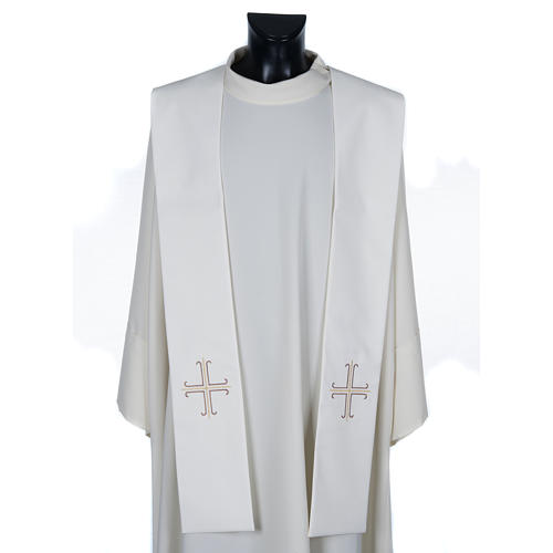 Stole, white with golden and brown cross 1