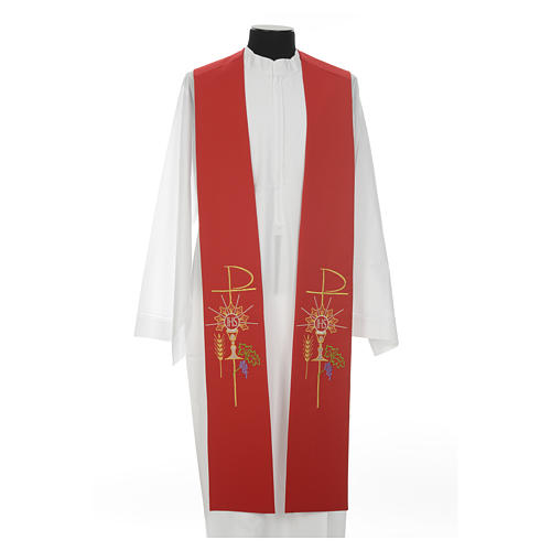Clergy Stole in polyester with chalice, Eucharist, grapes and ear of wheat 9