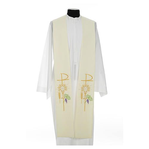 Clergy Stole in polyester with chalice, Eucharist, grapes and ear of wheat 4