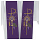 Clergy Stole in polyester with chalice, Eucharist, grapes and ear of wheat s12