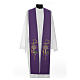 Clergy Stole in polyester with chalice, Eucharist, grapes and ear of wheat s5