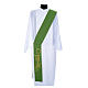 Diaconal stole in polyester, bi-coloured white, green, Chi-rho w s1