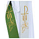 Diaconal stole in polyester, bi-coloured white, green, Chi-rho w s3