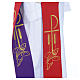Diaconal stole in polyester, bi-coloured purple, red, Chi-rho wh s8