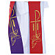 Diaconal stole in polyester, bi-coloured purple, red, Chi-rho wh s4