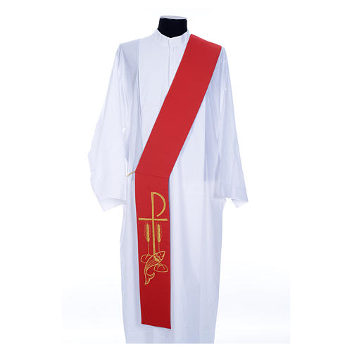 Deacon Stole in polyester, bi-colored purple, red, Chi-rho wh 6