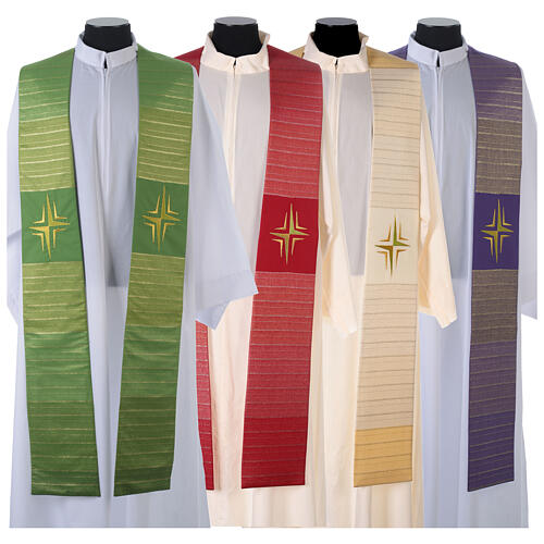 Clergy Stole in pure wool, stylized cross, double twisted yarn 1
