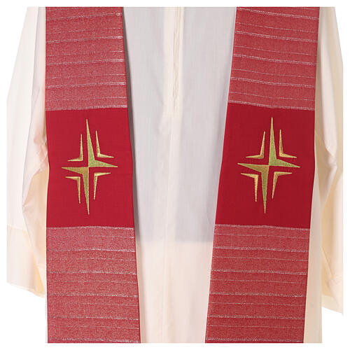 Clergy Stole in pure wool, stylized cross, double twisted yarn 3
