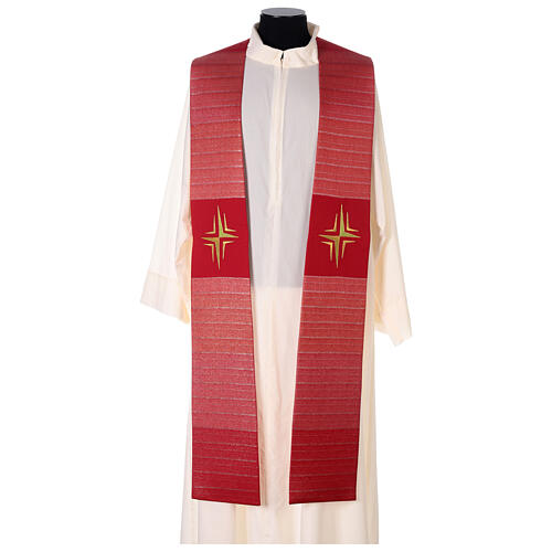 Clergy Stole in pure wool, stylized cross, double twisted yarn 5