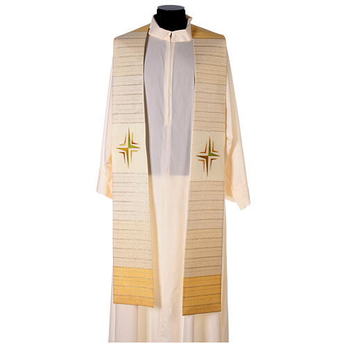 Clergy Stole in pure wool, stylized cross, double twisted yarn 6