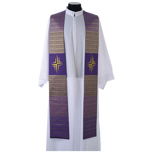 Clergy Stole in pure wool, stylized cross, double twisted yarn 7