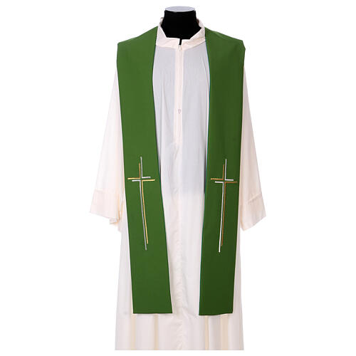 Étole Liturgique Rouge En Polyester Avec Broderie D'épis Et Croix Stylisée - Fabriquée En Italie, Disponible En Plusieurs Couleurs Liturgiques