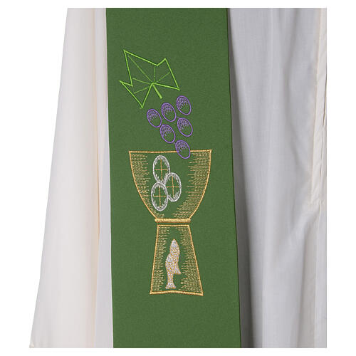 Stole in polyester with chalice and grapes embroidery 2