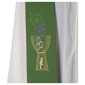 Priest Stole in polyester with chalice and grapes embroidery