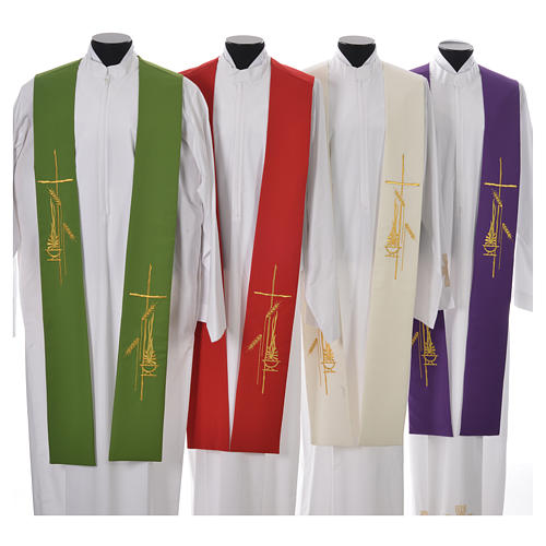 Liturgical Stole in polyester with stylised cross and lamp 1