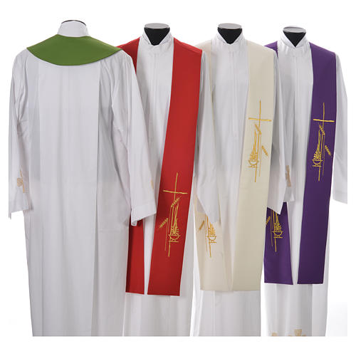 Liturgical Stole in polyester with stylised cross and lamp 2
