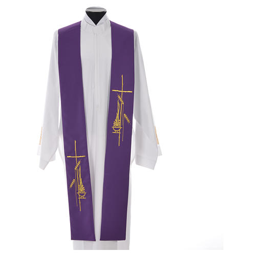 Liturgical Stole in polyester with stylised cross and lamp 3