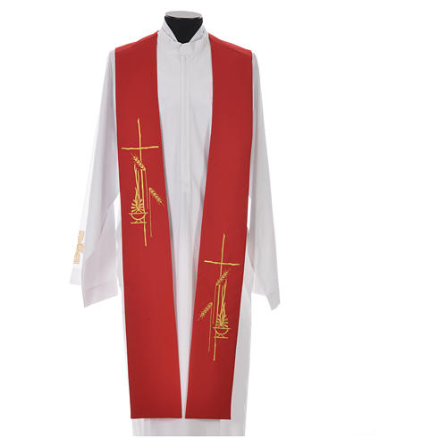 Liturgical Stole in polyester with stylised cross and lamp 5