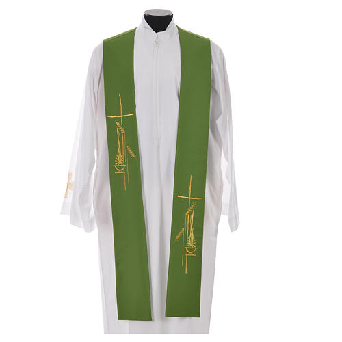 Liturgical Stole in polyester with stylised cross and lamp 6