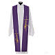 Liturgical Stole in polyester with stylised cross and lamp s3