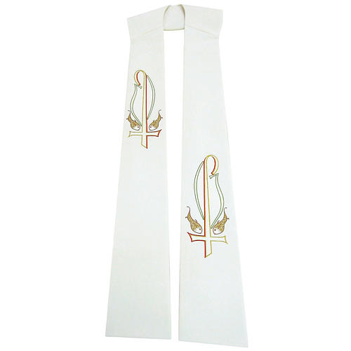 Stole in polyester with Chi-rho and fish embroidery 1