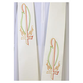 Clergy Stole in polyester with Chi-rho and fish embroidery