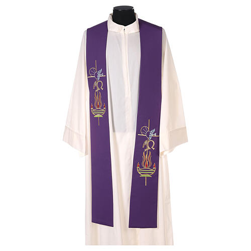 Priest Stole in 100% polyester, lamp and dove 6