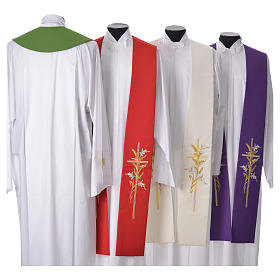 Stole in 100% polyester, stylised cross and ears of wheat