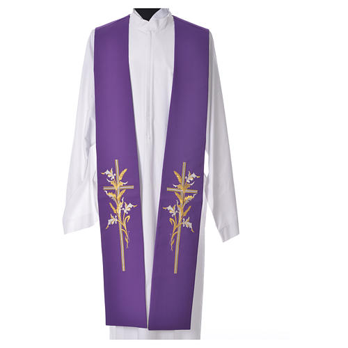 Stole in 100% polyester, stylised cross and ears of wheat 3