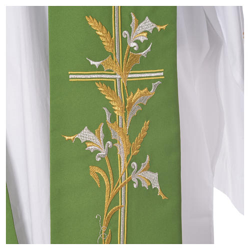 Stole in 100% polyester, stylised cross and ears of wheat 7