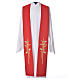 Priest Stole in 100% polyester, stylised cross and ears of wheat s5
